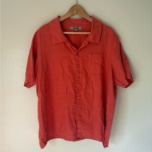 FLAX Coral Orange Button Down Shirt